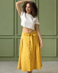 Taormina Honey Linen Crop Top and Midi Skirt Set - Linen Couture Boutique