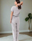 Cloudy Grey Stripe linen / Natural Linen Pajama set / Linen loungewear / Linen sleepwear - Linen Couture