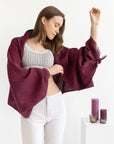 Dark Plum linen scarf - Linen Couture