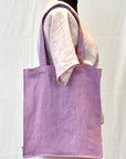 Dark Plum linen tote bag with embroidery - Linen Couture