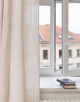 Extra Wide Natural Light Linen Curtain Panel with heading tape - Linen Couture