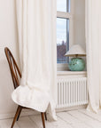 Extra Wide White Linen Curtain Panel with Tab Top - Linen Couture