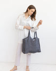 Grey linen beach bag - Linen Couture