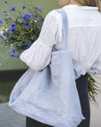 Grey linen beach bag - Linen Couture