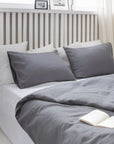 Grey linen bedding set with zipper - Linen Couture