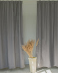 Grey linen curtain with multifunctional heading tape - Linen Couture