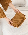 Greyish Green linen waffle towel - Linen Couture