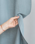 Greyish Mint linen curtain with multifunctional tape - Linen Couture