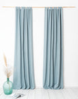 Greyish Mint linen curtain with tabs - Linen Couture
