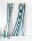Greyish Mint linen curtain with tabs - Linen Couture
