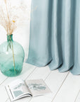 Greyish Mint linen curtain with tabs - Linen Couture