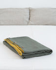 Honey and Safari Green double linen bedding set - Linen Couture