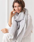 Ice Blue linen scarf - Linen Couture