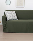 Handmade Moss Green Linen Couch Cover: Custom Sofa Slipcover