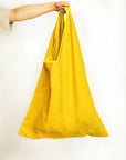 Lemon linen triangle bag - Linen Couture