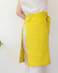 Lemon linen waist apron - Linen Couture