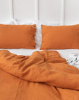 Light Chestnut linen bedding set with coconut buttons - Linen Couture