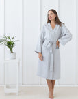 Light Grey linen robe - Linen Couture
