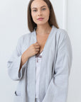 Light Grey linen robe - Linen Couture