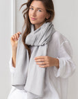 Light Grey linen scarf - Linen Couture