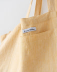 Linen beach bag with pocket and zipper in Canary Yellow - Linen Couture