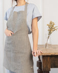 Moss Green linen apron - Linen Couture