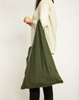Moss Green linen triangle bag - Linen Couture