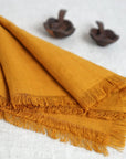 Mustard linen napkins set with tassels - Linen Couture