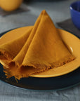 Mustard linen napkins set with tassels - Linen Couture