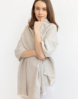 Natural and White Check linen scarf - Linen Couture