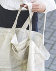 Natural Light linen beach bag with pocket - Linen Couture