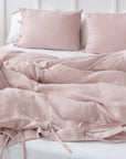 Pale Pink linen bedding set with ties - Linen Couture
