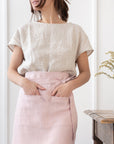 Pastel Plum linen waist apron - Linen Couture