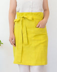 Pastel Plum linen waist apron - Linen Couture