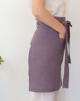 Pastel Plum linen waist apron - Linen Couture