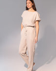 Striped Dark Grey linen / Natural Linen Pajama set / Linen loungewear / Linen sleepwear - Linen Couture