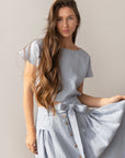 Taormina Linen Crop Top and Midi Skirt Set - Linen Couture