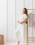 White linen / Natural Linen Pajama set / Linen loungewear / Linen sleepwear - Linen Couture