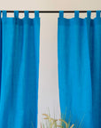 Sky Blue linen curtain with tabs - Linen Couture Boutique