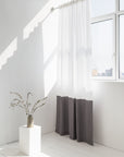 Snow White and Grey linen curtains with tape, two tones - Linen Couture Boutique