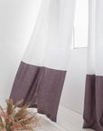 Snow White and Natural Light linen curtains with tape, two tones - Linen Couture Boutique