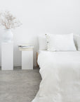 Linen duvet cover in White with coconut buttons - Linen Couture Boutique