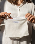 White linen large makeup bag with zipper - Linen Couture Boutique