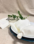 Set of White Linen Napkins with a Decorative Hem (250 gsm) - Linen Couture Boutique
