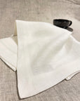 Set of White Linen Napkins with a Decorative Hem (250 gsm) - Linen Couture Boutique