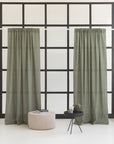 Safari Green linen curtain with rod pocket - Linen Couture Boutique