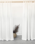 White linen curtain with tabs - Linen Couture Boutique
