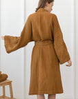 Amber linen waffle robe - Linen Couture