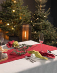 Christmas Cyclamen Red Dining Table Runner - Linen Couture
