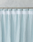 Cloudy Grey Stripe linen curtain with pleating tape and crown - Linen Couture